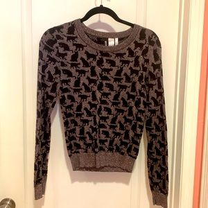Purple sparkly cat pull over sweater
